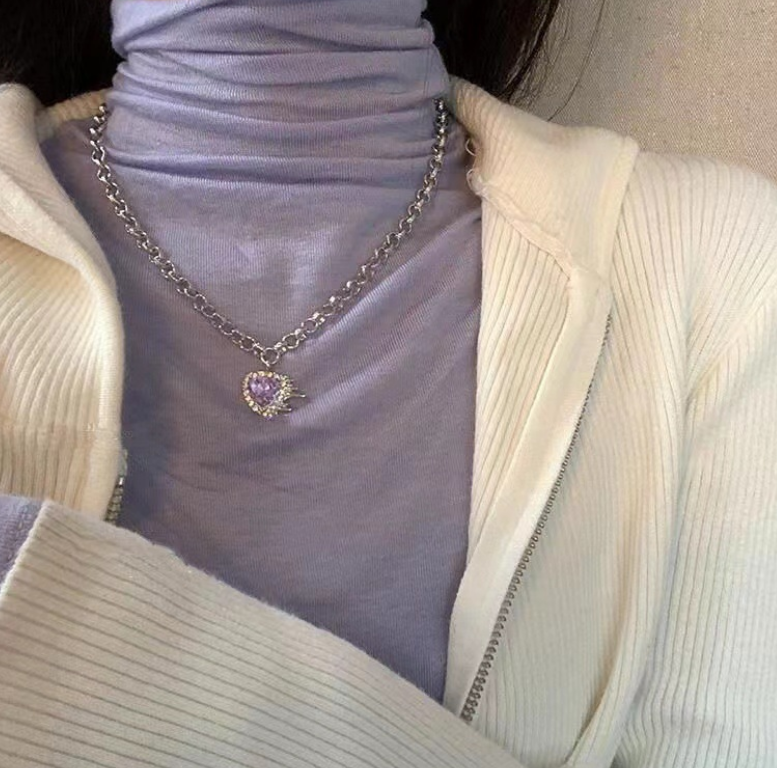 Pearl Stitching Pink Cherry Clavicle Chain