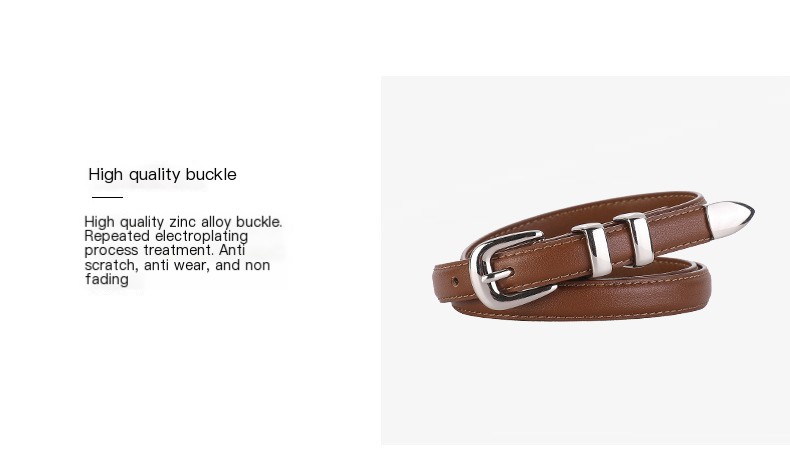 Fashionable Genuine Leather Thin Waist Belt - Red