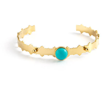 Blue Pine Natural Stone Edge Titanium Steel Bracelet Image 1