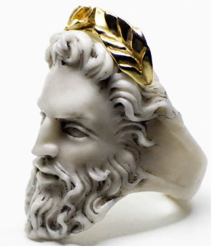 Exaggerated Old Man Head Ring