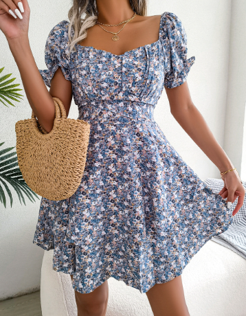 Bohemia Floral Print Dress - Ruffle Hem