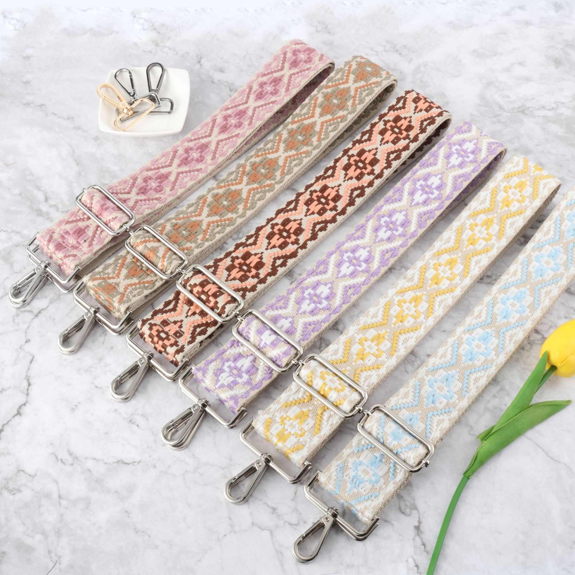 New Diamond Jacquard Bag Shoulder Strap Free Shipping Crossbody Adjustable Shoulder Strap Cross-Border 5cm Wide Shoulder Strap Bag Strap image