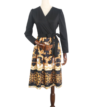 Printed Waist-Cinched A-Line Skirt 2