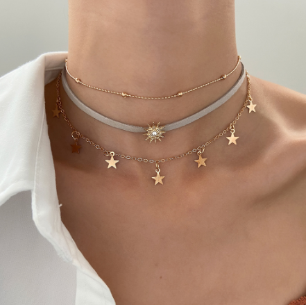 Multi-layer star choker necklace image 4
