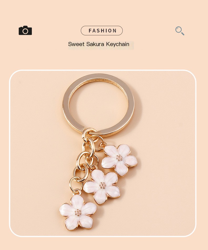 Sweet Girl Heart Cherry Blossom Keychain