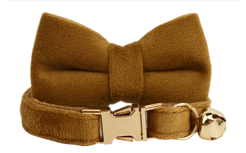Pink Velvet Cat Collar with Bow Tie