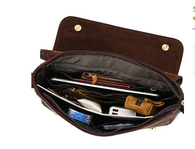 Vintage Leather Crossbody Business Briefcase Image 3