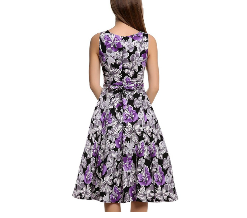 Vintage Print A-Line Dress - Image 2