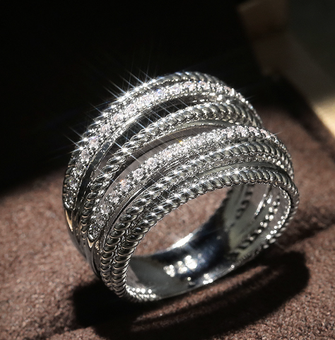 Close-up of the ring with zircon stones