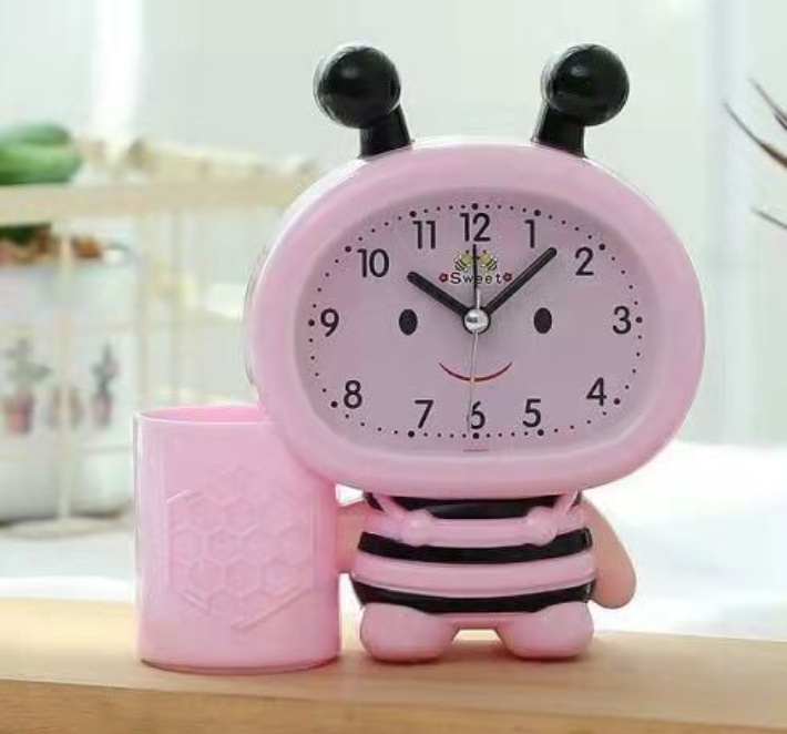 Male and female students innovative creative pen holder bee alarm clock bedside children cartoon bear fashion cute alarm clock