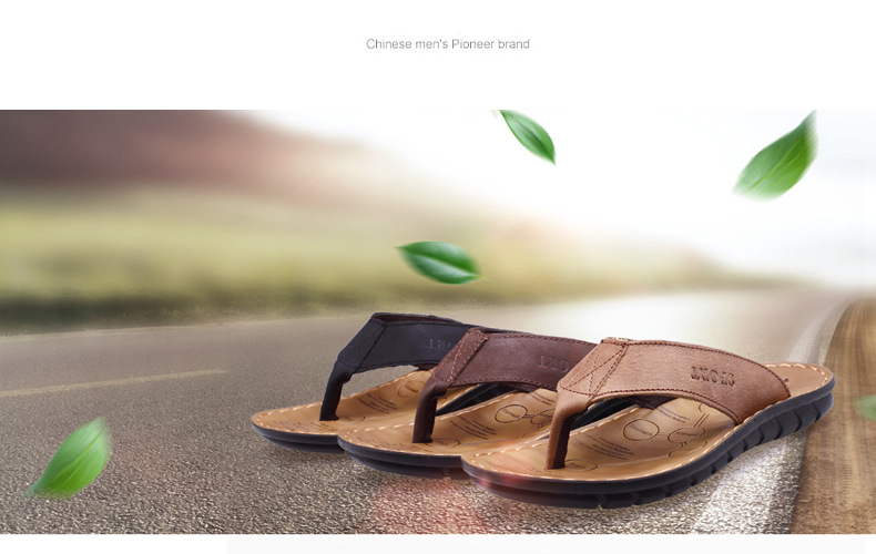 Men's Flip Flops Sandals - Brown