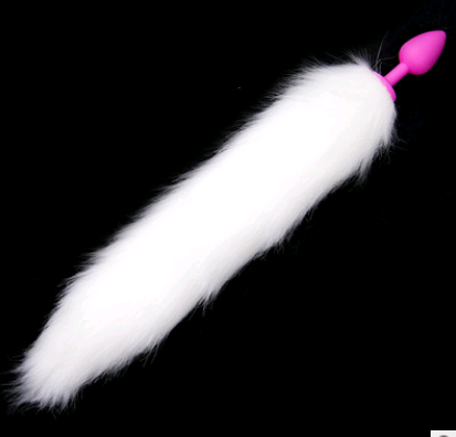 Silicone Anal Plug with Tail in Pink