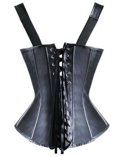 Faux Leather Punk Corset Side View