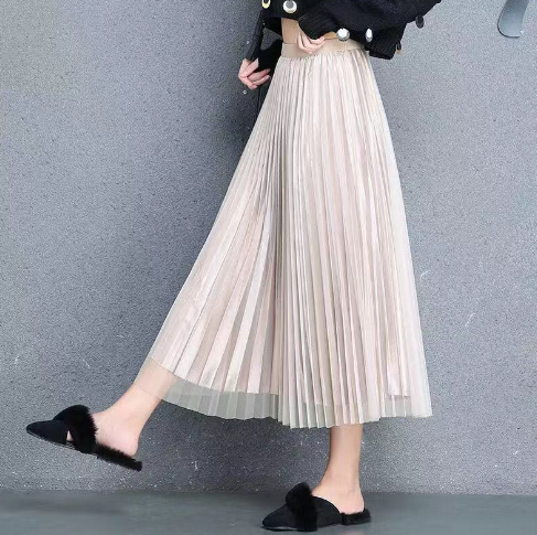 Pleated Tulle Skirt - Apricot