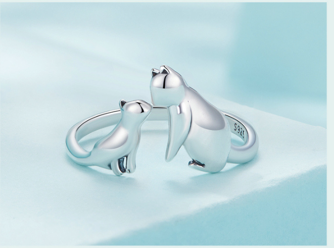 Inlaid Cat Love Ring