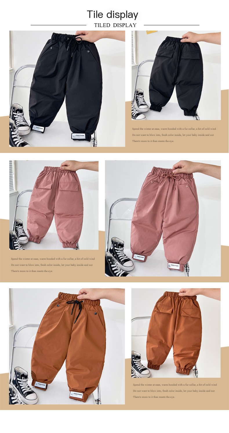 2022 Winter New Children's Down Pants for Boys and Girls Thickened Warm Baby Small and Medium-sized Children's Outer Wear Cotton Pants