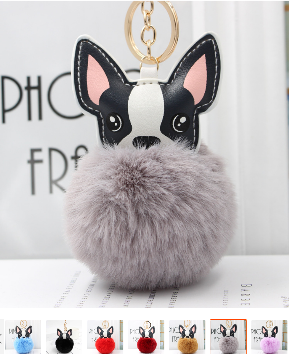 PU Puppy Fur Ball Keychain 3