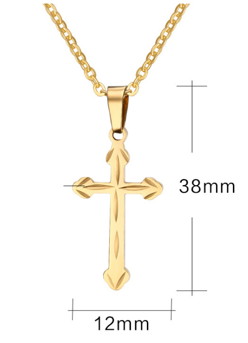 Steel Color Cross Pendant Necklace