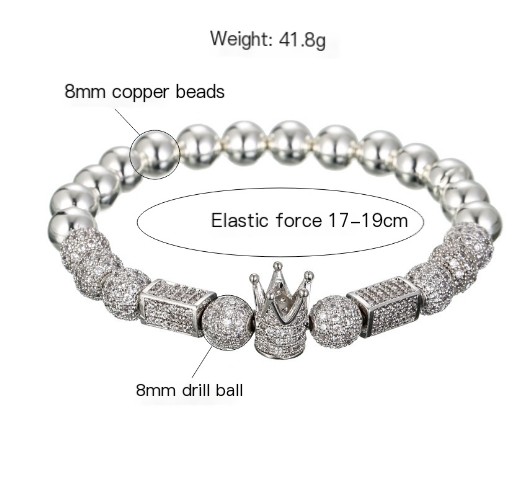 Elastic Copper Bead Bracelet - Silver