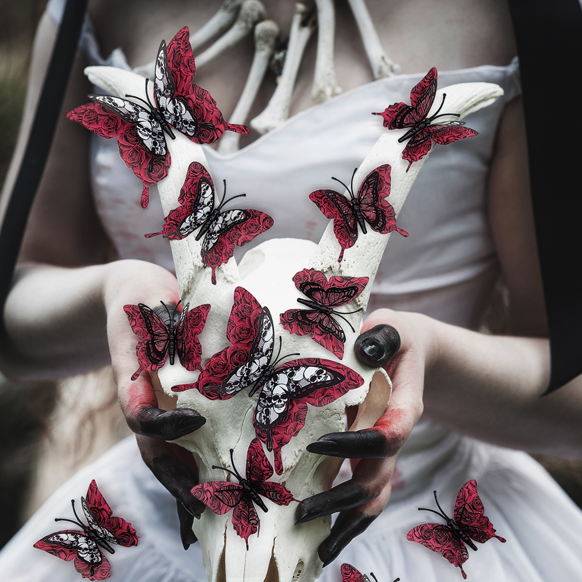 Skull Rose Halloween Butterfly Decoration