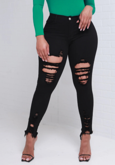 Women's Distressed Denim Jeans 2