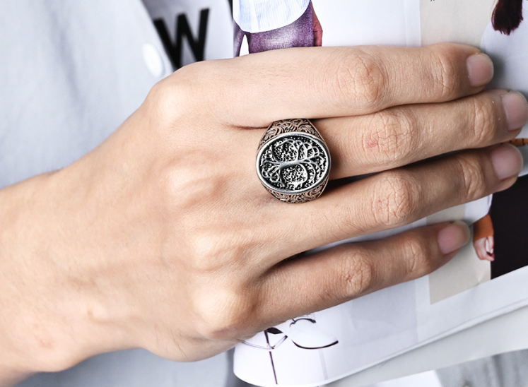 Retro Style Tree Of Life Titanium Steel Ring