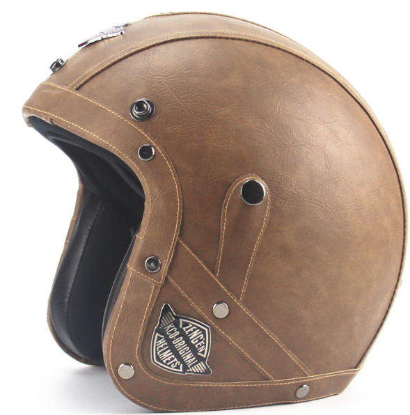 Retro 3/4 Motorcycle Helmet Image 2