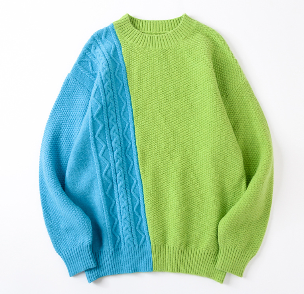 Pullover Couple Stitching Loose Sweater - Image 1
