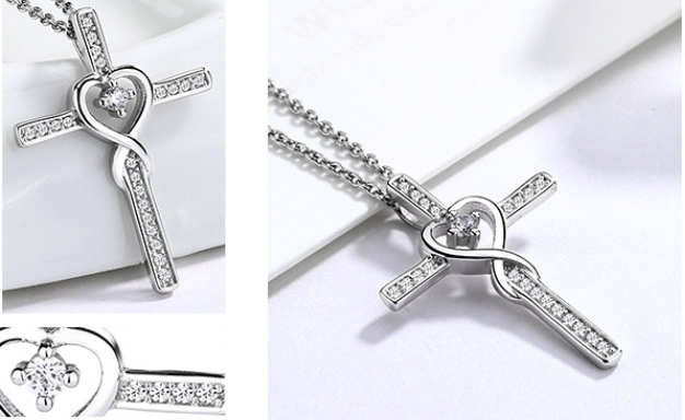Silver Infinity Cross Necklace 1