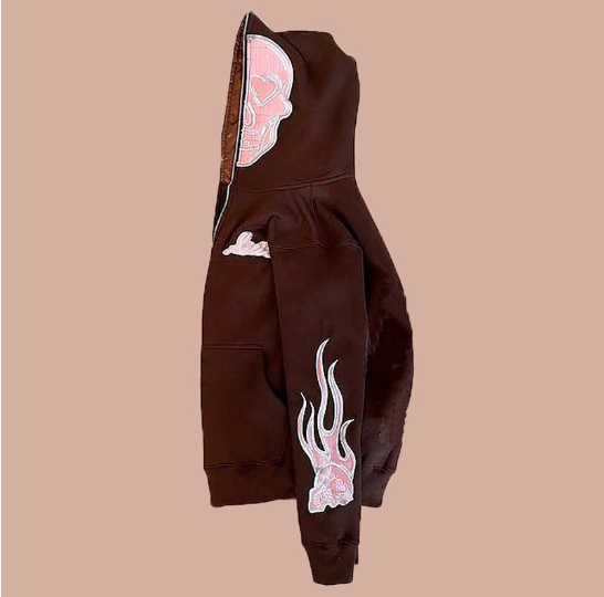 Halloween Print Zip-Up Cardigan Sweatshirt Detail View