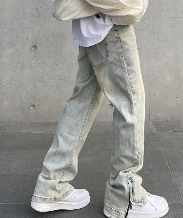 Men's Relaxed Fit Zipped Leg Jeans - Back View