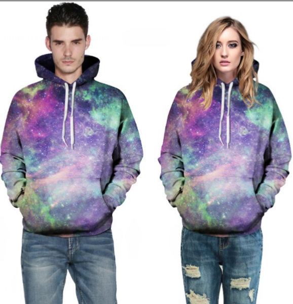 3D Starry Print Hooded Baseball Jacket Image 5