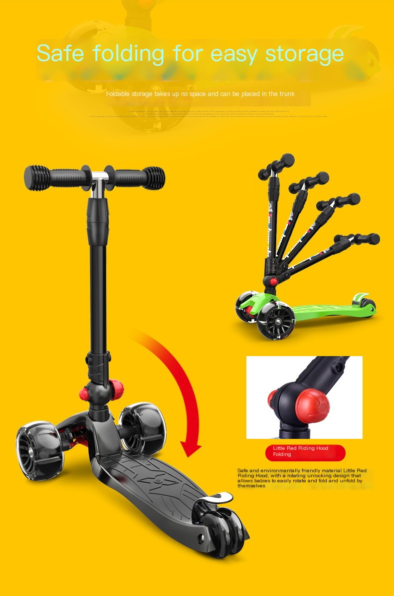 Swiss surfing children folding scooter boys and girls graffiti wide wheel scooter three four-wheel flash pulley