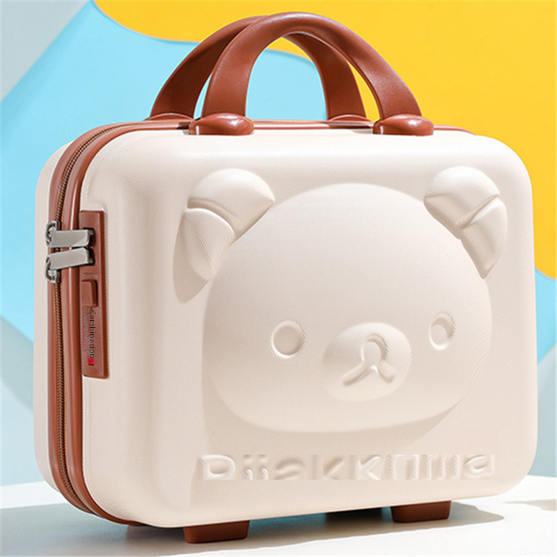 Bear Cosmetic Case 14 Inch Mini Portable Case Small Luggage Accompanying Gift Cartoon Storage Cosmetic Bag Password Box image