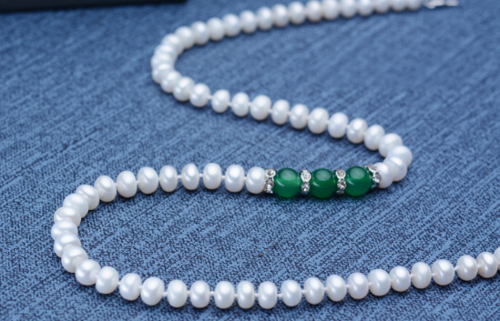 Agate Pearl Necklace Bracelet Ear Stud Set Image 5