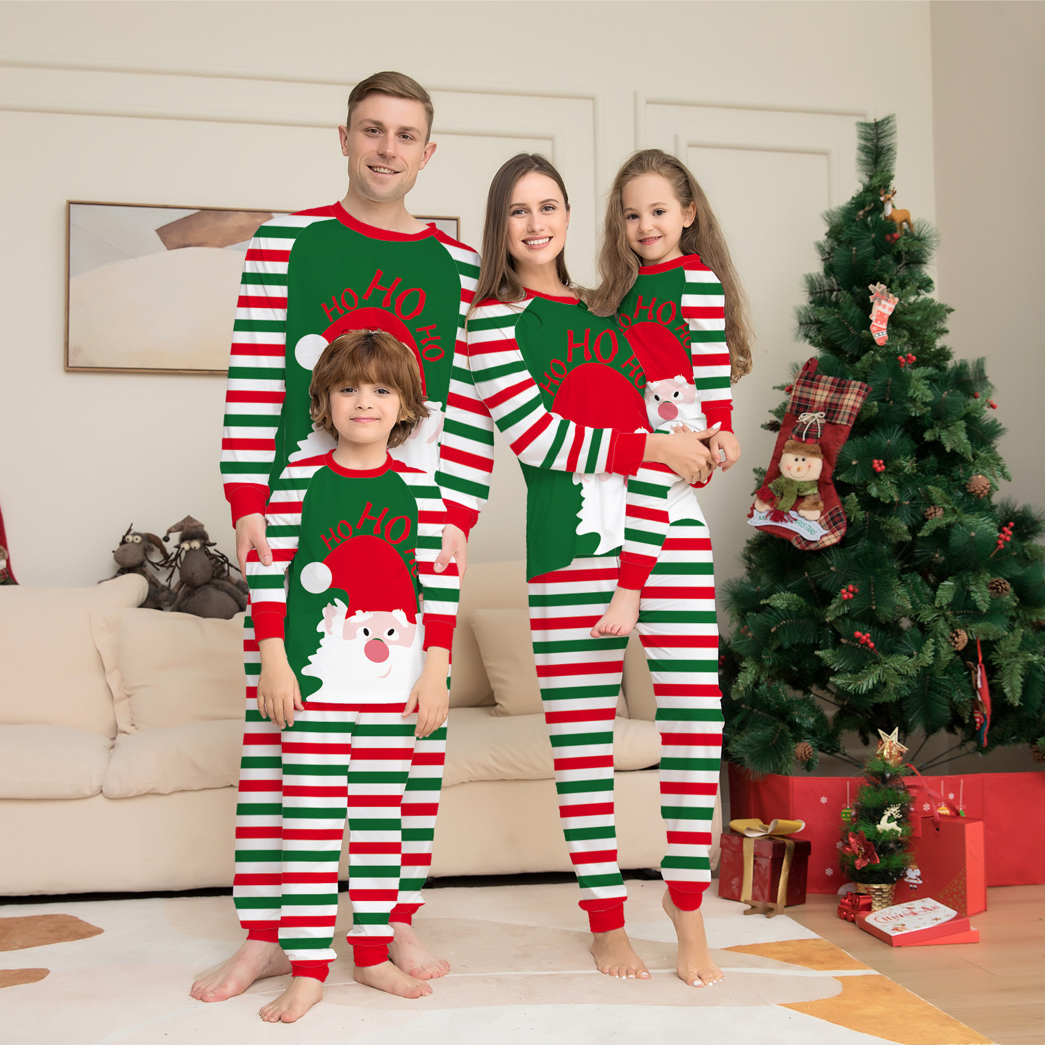 European and American Foreign Trade 2023 New Santa Claus Striped Christmas Parent-Child Home Clothes Pajamas Amazon New Set image