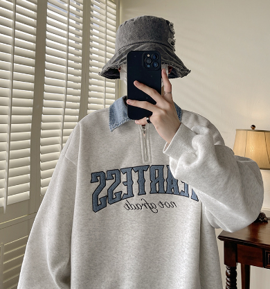 Half-Zip Lapel Sweater Image 3