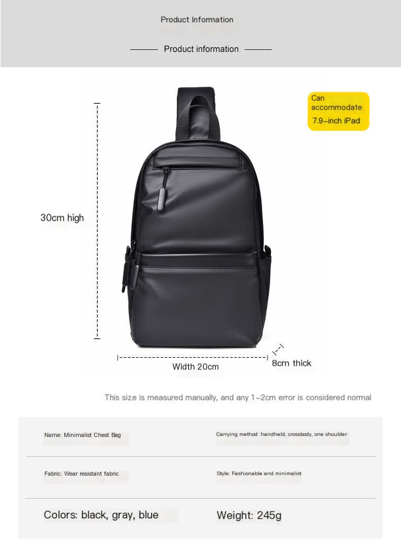 Men's Shoulder Messenger Bag - Black