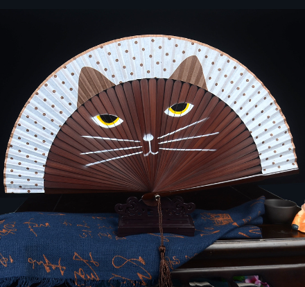 Foldable Bamboo Fan - Black Color