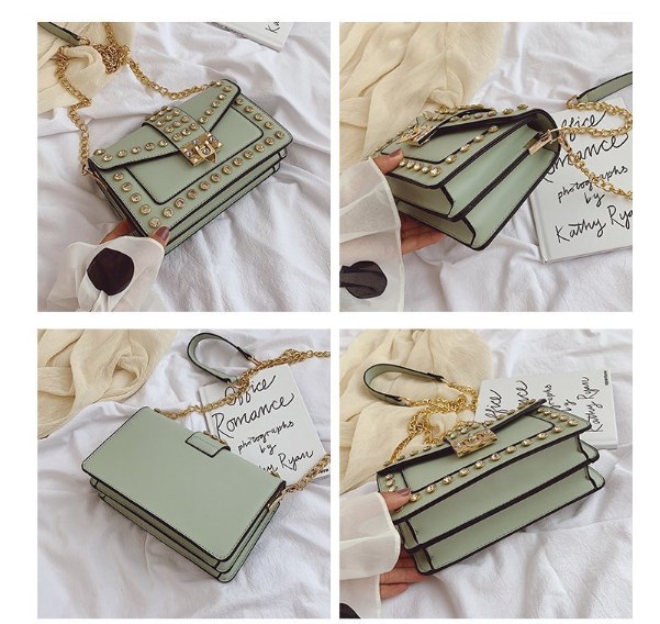 Rivet Chain Shoulder Bag - White