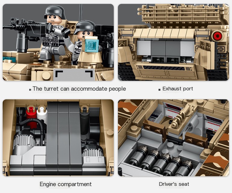 WW2 Military Leopard 2A4 Battle Tank Series Building Blocks Brick Model MOC Army Weapon Boy Set Kid Toy Childrens Christmas Gift