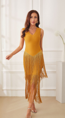 Gold Glitter Evening Dress Prom Fringe Jumpsuit