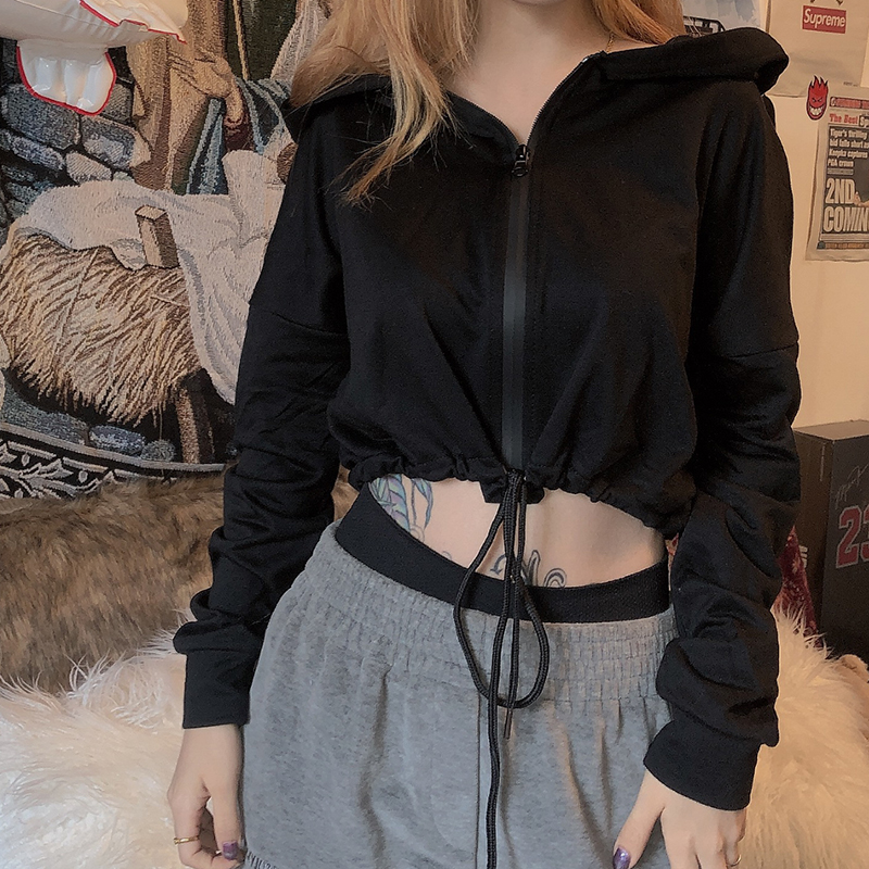 Hooded Cropped Sweatshirt Front View