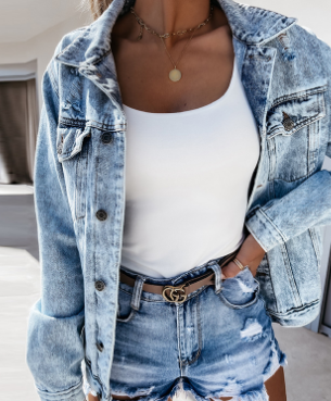 Ripped Fringed Denim Shorts Image 3