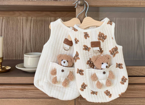 Pure Cotton Quilted Bear Vest Image 1