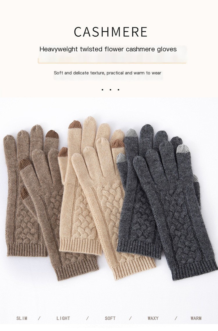 Cashmere Knitted Gloves Gray