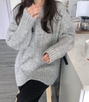 Grey Chunky Cable Knit Sweater