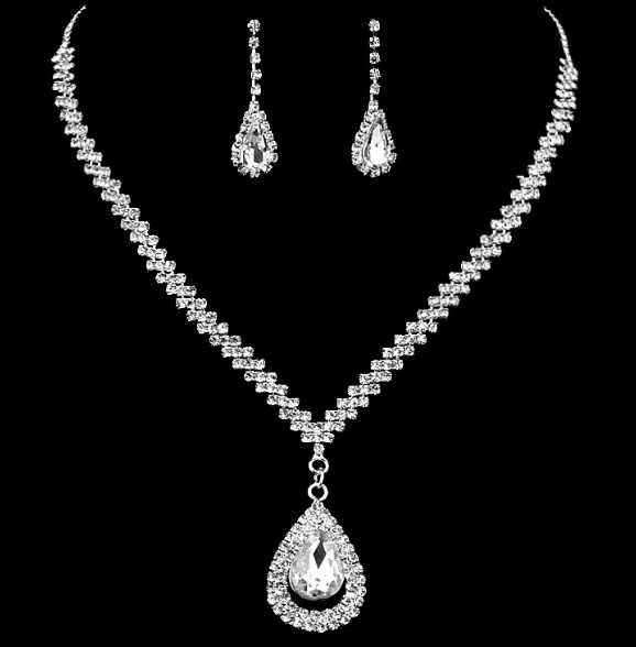 Silver-plated Water Drop Jewelry Set