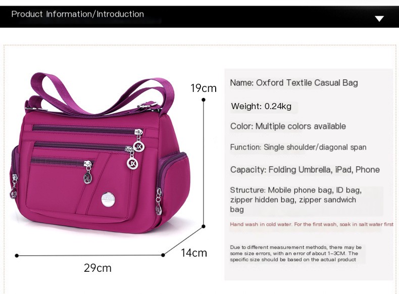 Women's Waterproof Nylon Shoulder Bag