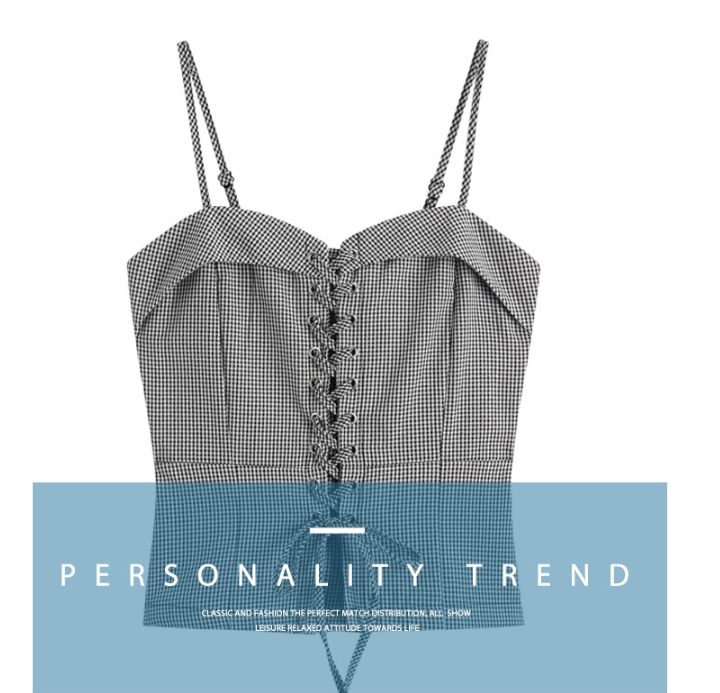 Checkered Tie-Up Crop Top Image 2